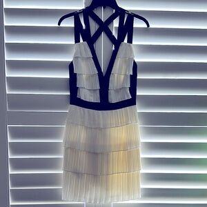 BCBGMaxAzria Black and Cream Backless Dress